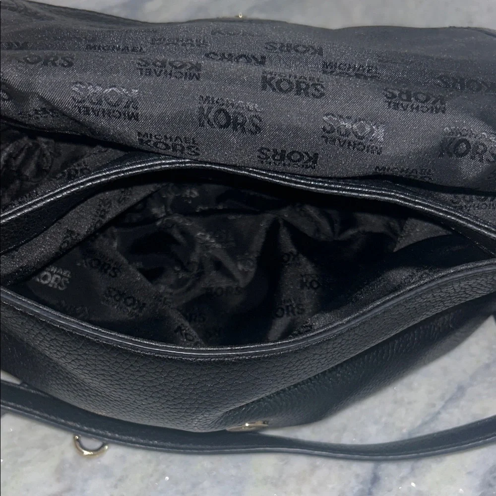 Michael Kors Black Pebbled Leather Crossbody with Gold Hardware - Picture 10 of 16